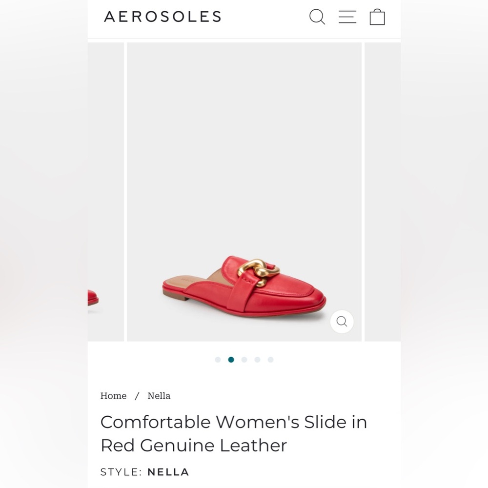 Brand new with tags aerosole leather red slide on mules